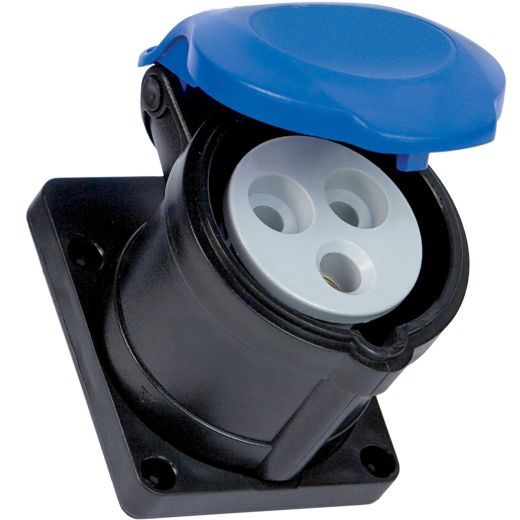 Flush socket P+E 16A 230V 6h IP44 reduced, black colour
