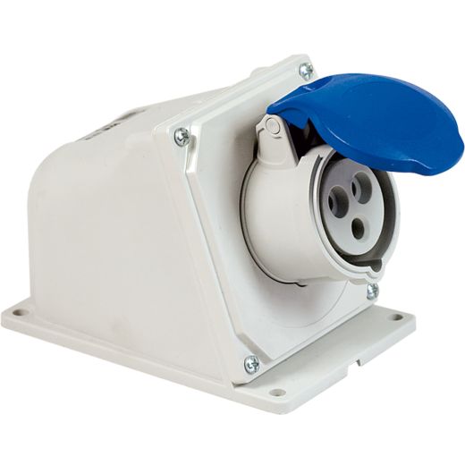 Wall-mounting socket 2P+E 16A 230V 6h IP44