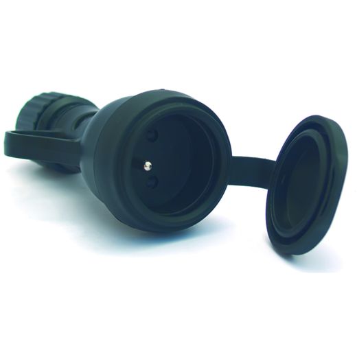 HI-PRO socket french std.with rubber cover, IP44, black colour